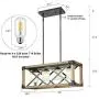 Derksic 4-Light Kitchen Island Lighting Rectangular Wood Farmhouse Chandelier Linear Pendant Light Fixture with Frosted Glass Shade for Dining Room Living Room, 24”