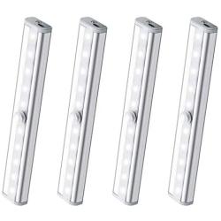 Closet Light Under Cabinet Lighting, Aircover Motion Sensor Light with 10 LED Bulbs, Rechargeable Night Light, Portable Light for Wardrobe Closet, Wireless Stick on Lights with Magnetic Strip