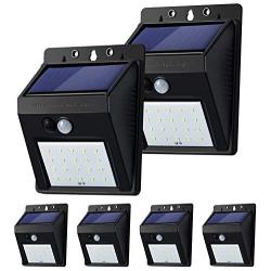 6 Pack Solar Light Outdoor, 20 LED Solar Motion Sensor Lights Baiston Solar Wall Lights Wireless IP65 Waterproof Outdoor Christmas Lights Solar Security Lights for Garden Fence Patio Garage