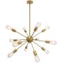 VINLUZ Modern Sputnik Chandelier 12 Light Brushed Brass Mid Century Pendant Lighting Rustic Ceiling Lights Fixtures for Dinning Room Kitchen Foyer