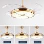 TFCFL 42'' Ceiling Fan Light, Modern Invisible Fan Chandelier with Remote Acrylic Retractable Dimmable LED lights for Home Decoration Living Room Bedroom Dining Room (Gold)