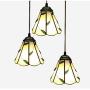 Tiffany Style Pastoral 3 Lights Pendant Lamp 10 Inch Vintage Green Leaves Stained Glass Shade E27 Ceiling Hanging Lights for Dining Room 110V-240