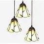 Tiffany Style Pastoral 3 Lights Pendant Lamp 10 Inch Vintage Green Leaves Stained Glass Shade E27 Ceiling Hanging Lights for Dining Room 110V-240