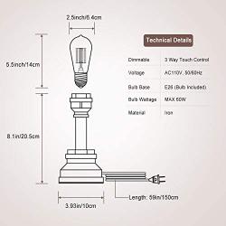 Industrial Lamp,3 Way Touch Control Dimmable Vintage Lamp with E26 ST64 60W Edison Bulb Industrial Desk Lamp Water Pipe Steampunk Lamp Industrial Lamps for Bedrooms Living Room Cafe Bar House Décor