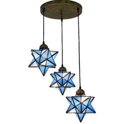 Star Chandelier, Tiffany Style Stained Glass Dining Room Ceiling Light, Multi-Colored Adjustable Pendant Hanging Lamp for Bedroom/Living Room/Cafe (Color : 1)