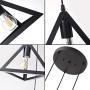 Rustic Black Metal Cage Shade Dining Room Industrial Pendant Light Triangle Chandelier with 3 E26 Bulb Sockets 60W Painted Finish Metal Fixture Geometric for Kitchen Living Room Bedroom Hallway Bar