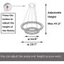 Crystal Chandelier 2 Rings 11.8''+19.7'' Daylight 5000K 48W Adjustable Shape Wowatt LED Circular Lighting Modern Ceiling Lighting Fixture Stainless Pendant Light for Bedroom Living Dining Room