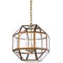 Foyer Lantern Pendant Lighting Fixture with Clear Glass, A1A9 3-Light Chandelier LED Hanging Ceiling Light for Farmhouse, Dining Room, Kitchen, Hallway, D16 H15 Max Chain 45 (Antique Brass)