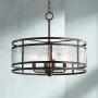 Edinger Oil Rubbed Bronze Round Pendant Chandelier 20'' Wide Rustic Industrial Clear Waterglass 4-Light Fixture for Dining Room House Foyer Kitchen Island Entryway Bedroom Living Room - Regency Hill