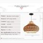Vintage Chandelier, Natural Bamboo Pendant Lamp, Rattan Handwoven E27 Ceiling Light Fixture for Bedroom Dining Room Kitchen Hanging [Energy Class A+],50cm
