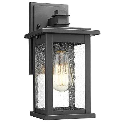 Emliviar Outdoor Wall Sconce, 1-Light Exterior Wall Lantern in Black Finish with Clear Seeded Glass, OS-1803EW1 Emliviar Outdoor Wall Sconce, 1-Light Exterior Wall Lantern in Black Finish with Clear Seeded Glass, OS-1803EW1