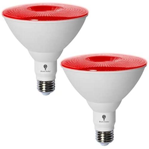 2 Pack BlueX LED Par38 Flood Red Light Bulb - 18W (120Watt Equivalent) - Dimmable - E26 Base Red LED Lights, Party Decoration, Porch, Home Lighting, Holiday Lighting, Red Flood Light (Red)