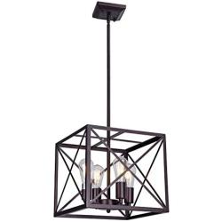 MELUCEE Industrial Rustic Chandelier Lamp 4-Light Farmhouse Pendant Light Oil Rubbed Bronze Finish, Foyer Lighting Dining Room Lighting Fixtures Hanging Kitchen Island Light