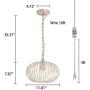 YLONG-ZS Round Pendant Light Hanging Lantern Lighting Fixture for Kitchen and Dining Room, Industrial Retro Iron Chandelier Fixture,E26 Base, White (Bulbs Not Included)，Small Size