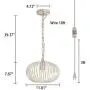 YLONG-ZS Round Pendant Light Hanging Lantern Lighting Fixture for Kitchen and Dining Room, Industrial Retro Iron Chandelier Fixture,E26 Base, White (Bulbs Not Included)，Small Size