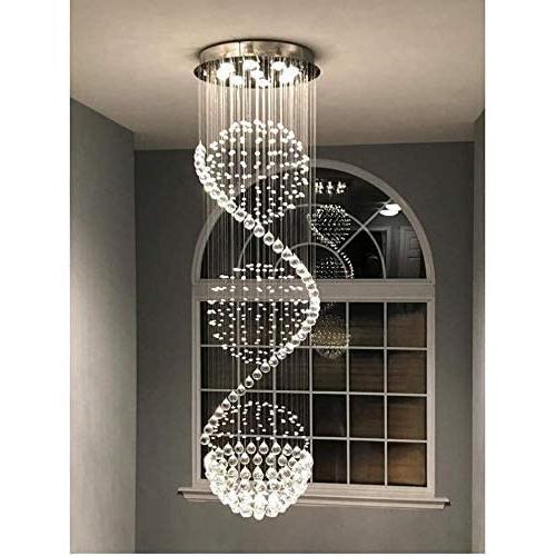 Dst Modern Spiral Sphere Crystal Chandelier, Raindrop Spectacular Ceiling Lighting Fixture, Clearly K9 Crystal Ball Pendant Light for Living Room Hotel Hallway Foyer Romantic Wedding, Size: D20''XH72''