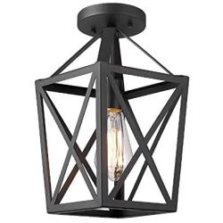 Zeyu Ceiling Pendant Light, Industrial Hanging Light Fixture with Metal Cage in Black Finish, ZD18 M1L