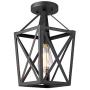 Zeyu Ceiling Pendant Light, Industrial Hanging Light Fixture with Metal Cage in Black Finish, ZD18 M1L