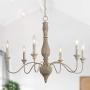 GEPOW 6-Light French Country Chandelier, Handmade Real Wood Farmhouse Chandelier, Distressed Finish Light Fixture for Dining Room, Living Room, Bedroom, Kitchen, Stairway, Kitchen
