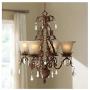 Iron Leaf Bronze Chandelier 23 1/2'' Wide Curved Scroll Crystal Cream Glass 4-Light Fixture for Dining Room House Foyer Kitchen Island Entryway Bedroom Living Room - Regency Hill