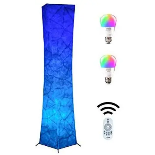 Floor Lamp, CHIPHY 39'' dimmable Standing Lamp, 7 Colors Changing LED Bulbs and 10 Levels Brightness and Color Temperature, Remote Control, marble Fabric Shade, Modern for Bedroom, Kids Room, Play Room
