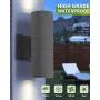 Modern Outdoor Wall Light 2 Pack, LMS 2-Light Aluminum Outdoor Wall Sconce Waterproof Porch Light, Sanded Dark Gray Finish, Tempered Glass, LMS-WL8-YT