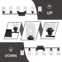 MELUCEE Black Vanity Light Fixture 6-Light Industrial Metal Wall Sconce Bathroom Lighting for Bedroom Hallway Kitchen, Clear Glass Shade Included