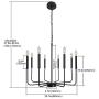 Farmhouse Chandelier 8 Light Rustic Industrial Candle Ceiling Light Fixture for Dining Room Living Room Kitchen Island Foyer Bedroom Pendant Lighting, Black