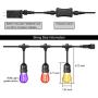 42Ft Outdoor String Lights, Commercial Changing Color RGB String Lights with Remote Control and 15 Hanging Sockets for Patio Garden Porch Backyard Party Deck Yard
