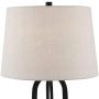 Marcel Modern Industrial Black Table Lamps Set of 2 with Nightlight LED USB Port Linen Shade for Living Room Bedroom - 360 Lighting