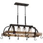 Eldrige Bronze Wood Pot Rack Linear Pendant Chandelier 36 1/2'' Wide Rustic Farmhouse Clear Seeed Glass 4-Light Fixture for Kitchen Island Dining Room - Franklin Iron Works