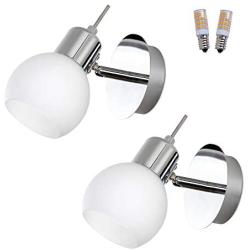 MantoLite Wall Light,2 PCS 10CM Modern Lighting Bedroom Bedside Reading Lamp Wall Sconce Fixtures,Vanity Bathroom Mirror Lamps for Home Restaurant,Stainless Steel Glass(110V,5W E12 LED Bulb Included)