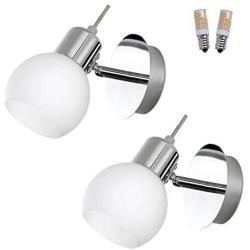 MantoLite Wall Light,2 PCS 10CM Modern Lighting Bedroom Bedside Reading Lamp Wall Sconce Fixtures,Vanity Bathroom Mirror Lamps for Home Restaurant,Stainless Steel Glass(110V,5W E12 LED Bulb Included)