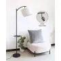 Tomons Floor Lamp, LED Standing Lamps with Remote Control and Adjustable Dimmable Bulb, Tall Industrial Arc Reading Light with Hanging Fabric Lampshade, Removable Shelf for Living Rooms, Bedrooms
