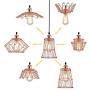 Modern Geometric Pendant Light 2 Pack Small Rose Gold Pendant Hanging Light Fixture with Deformable Lampshade, Metal Cage Pendant Lighting DIY Hanging Lamp for Hallway Kitchen Restaurant Bedroom