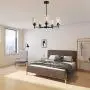 KOSTOMO 5 Light Black Chandeliers Contemporary Hanging Industrial Vintage Pendant Lights Modern Lighting Fixtures with Clear Glass Shade for Dining Room Bedroom