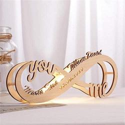 Personalized Infinity I Love You Decor LED Night Light Wall Hanging Art Decor for Bedroom, Custom Wooden Engraved Name Night Light Romantic Gifts for Lover Anniversary Wedding Marriage Engagement