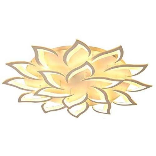 Modern LED Ceiling Light Dimmable Light Fixture Lotus Flower Petal Ceiling Lamp with Remote Control Flush Mount Chandelier for Bedroom Dining Room Kitchen (Number of Lights: 6+12)