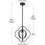 VINLUZ Modern Pendant 1-Light Sphere Black Dining Room Lighting Metal Orbits Globe Chandeliers with Pivoting Interlocking Rings, Industrial Ceiling Light Fixtures Kitchen Island Hallway