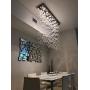 Moooni Modern Rectangular Bubble Chandelier Lighting Pendent Ceiling Light Fixture Glass Bubble Chandelier Lighting for Dining Rooms Living Rooms Staircase L55'' x W11.8'' x H47''