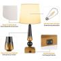 21''H Large Size Heavy-Duty Table Lamp with 2 USB Ports, Eye-Caring Touch Control 3-Way Dimmable Desk Lamp, for Nightstand, Living Room, Bedside (Bulb Included) DIY Shade