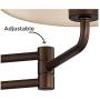 Vista Rustic Farmhouse Swing Arm Wall Lamp Oil Rubbed Bronze Plug-in Light Fixture Brown Organza Oatmeal Linen Double Drum Shade for Bedroom Bedside Living Room Reading - Franklin Iron Works