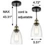 Cuaulans Industrial 1 Pack Bubble Glass Mini Pendant Light, Artique Brass Vintage Farmhouse Ceiling Hanging Lighting Fixture with Adjustable Wire for Kitchen Island Window Dining Room Bar