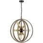 Globe Rustic Wood Chandelier Farmhouse Brass Sputnik Chandelier Dining Room, 12-Light, 24-in