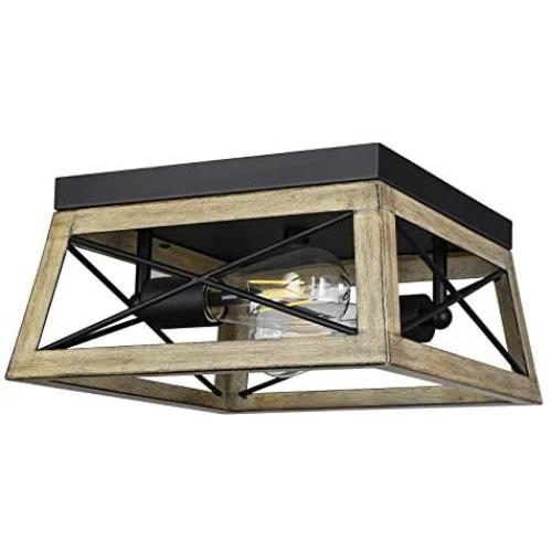 DEWENWILS Rustic Ceiling Light Fixture, 2 Lights Flush Mount Ceiling Light with Wood Grain Finish, E26 Socket, Farmhouse Light Fixture for Bedroom, Dining Room, Entryway DEWENWILS Rustic Ceiling Light Fixture, 2 Lights Flush Mount Ceiling Light with Wood Grain Finish, E26 Socket, Farmhouse Light Fixture for Bedroom, Dining Room, Entryway