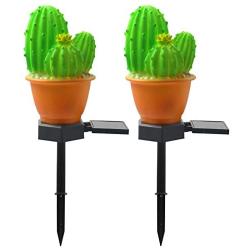 VGYVGYCC Garden Decor Solar Lights Outdoor - 2 Pack Cactus Stake Waterproof Landscape Lights Pathway Yard Lawn Walkway Decoration