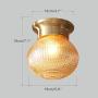 Glass Ceiling Lights, Modo Lighting Brass Semi Flush Mount Ceiling Light Fixture Vintage Industrial Glass Globe Ceiling Lamp, Modern Round Ceiling Light for Living Room Hallway Foyer, E26 Base