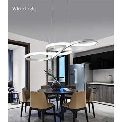 Modern Pendant Lighting White LED Pendant Light for Contemporary Living Dining Room Kitchen Island Dimmable Chandelier Dimming Ceiling Lamp Minimalist Wave Hanging Light Fixture with Remote (White)