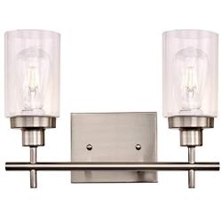 LIGOTFIRE Vanity Light Fixture 2 Light Brushed Nickel Celing Hanging Light Fixure Famhouse Pendant Light for Dining Room