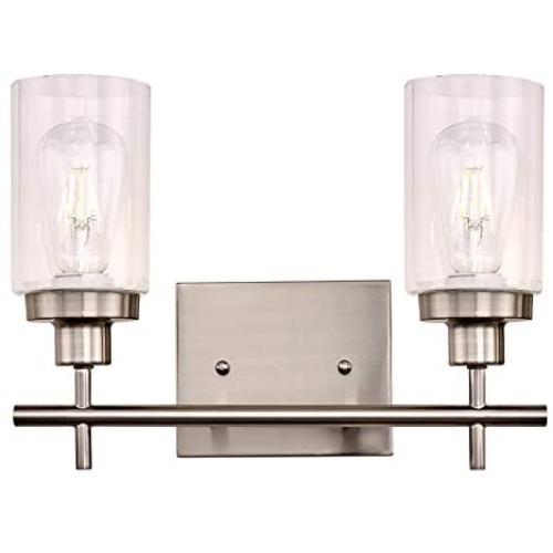 LIGOTFIRE Vanity Light Fixture 2 Light Brushed Nickel Celing Hanging Light Fixure Famhouse Pendant Light for Dining Room